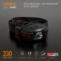 Wiederaufladbare LED-Stirnlampe VIDEX VLF-H015 330Lm 5000K Kopflampe mit Bewegungssensor und Rotlicht Headlamp