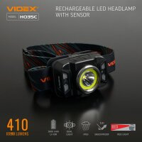 Wiederaufladbare LED-Stirnlampe VIDEX VLF-H015 330Lm 5000K Kopflampe mit Bewegungssensor und Rotlicht Headlamp