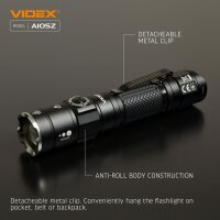 WIEDERAUFLADBARE LED-TASCHENLAMPE VIDEX VLF-A105Z 1200Lm 5000K Portable Flashlight