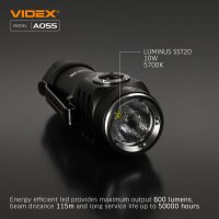 Wiederaufladbare LED Taschenlampe VIDEX VLF-A055 600Lm 5700K Portable Flashlight