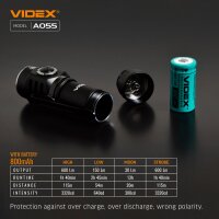 Wiederaufladbare LED Taschenlampe VIDEX VLF-A055 600Lm 5700K Portable Flashlight