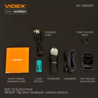 Wiederaufladbare LED-Taschenlampe VIDEX VLF-A055H 600Lm 5700K Stirnlampe Portable Flashlight