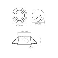 Einbaustrahler VIDEX-GU10-VL-SPF09R-B Recessed spotlight luminaire