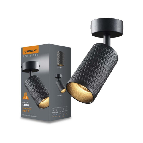 Wand- und Deckenstrahler VIDEX-GU10-GRANT-BLACK Wall and ceiling spotlight luminaire