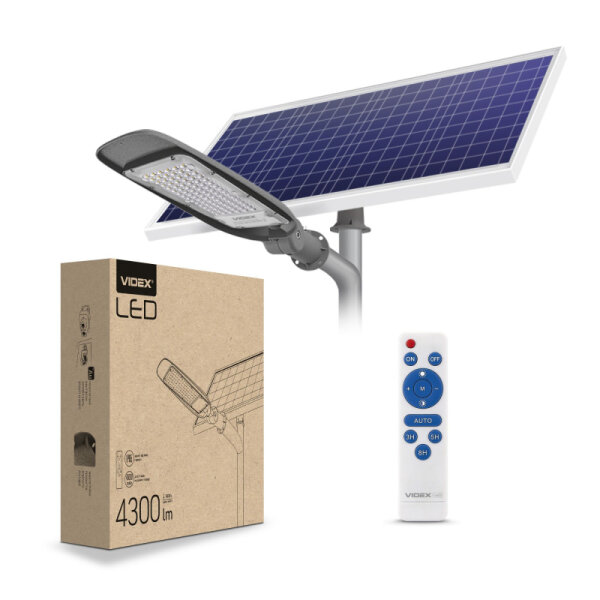 LED Solar Straßenleuchte VIDEX VL-SLSO-605 4300Lm 5000K Solar Street light