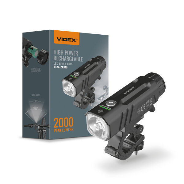 Wiederaufladbare LED-Fahrradlicht VIDEX VLF-BA286 2000Lm 5000K