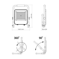 LED-WIEDERAUFLADBARES FLUTLICHT VIDEX-EMEKA-50W-5000K 10000 mAh ARBEITSLEUCHTE BAUSTRAHLER