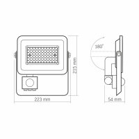 LED Flutlicht mit Bewegungsmelder VIDEX-FLOOD-LED-PIR-LUCA-50W-5000K Floodlight