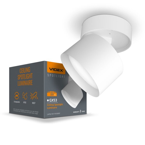 Deckenstrahler VIDEX für GX53 Lampe VL-SPF18B-W WHITE Ceiling spotlight luminaire