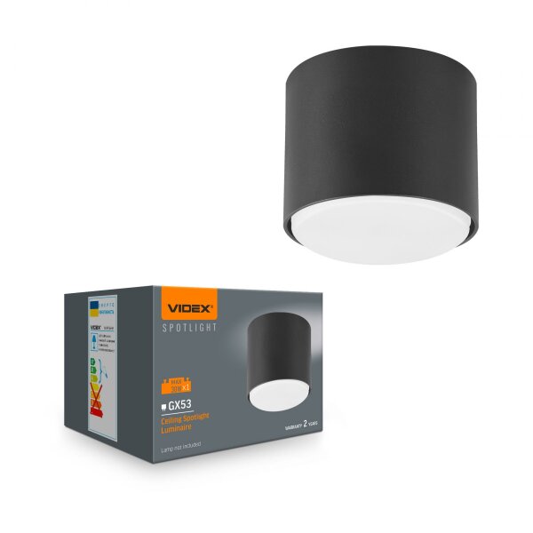 Deckenstrahler VIDEX für GX53 Lampe VL-SPF26A-B BLACK surface-mounted lamp