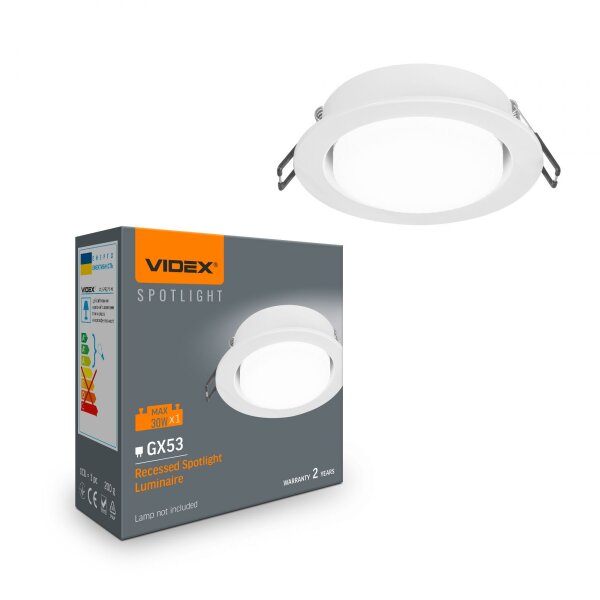 Einbaustrahler VIDEX-GX53-VL-SPF27R-W WHITE Recessed lamp