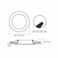 LED Einbaustrahler Downlight Fixture VIDEX-DOWNLIGHT-LED-DLBR-124B-BLACK-12W-4000K