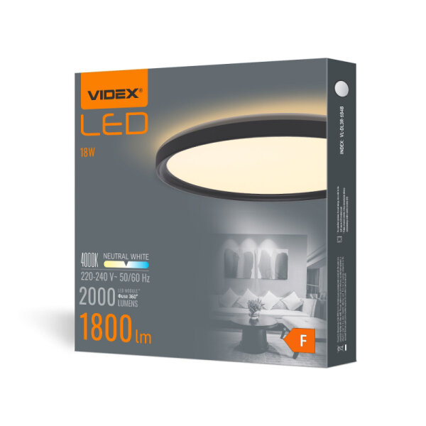 LED-Deckenleuchte VIDEX-LED-CEILING-DL3R-18W-BLACK-4000K