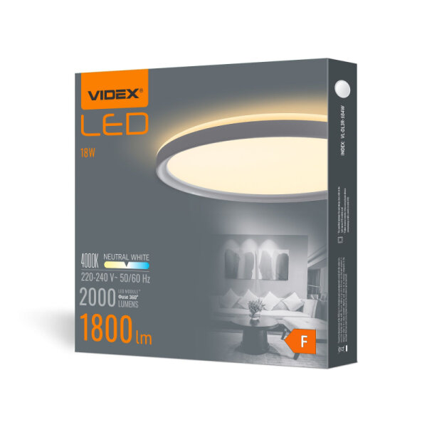 LED-Deckenleuchte VIDEX-LED-CEILING-DL3R-18W-WHITE-4000K