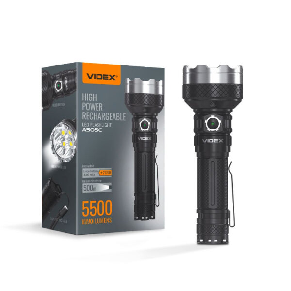 Wiederaufladbare LED Taschenlampe VIDEX VLF-A505C 5500Lm 5000K