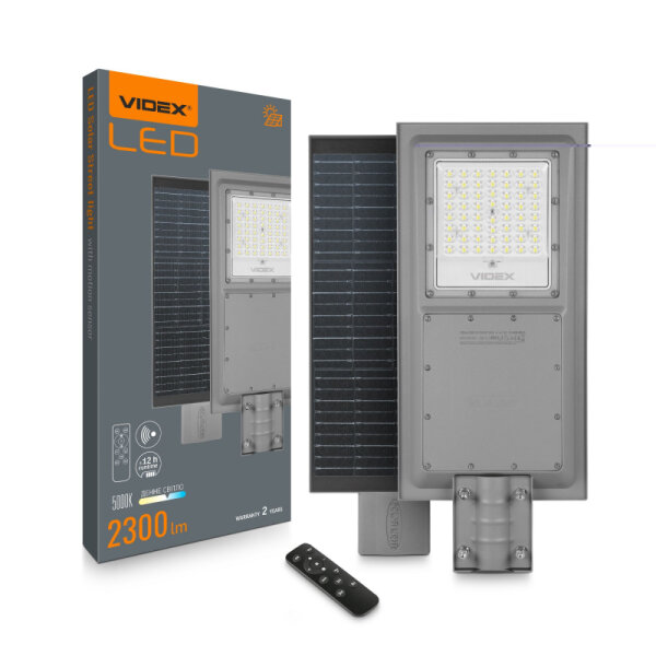 LED-SOLAR-STRAßENLEUCHTE mit Bewegungssensor VIDEX VL-SLSO-082-S-2300Lm-5000K