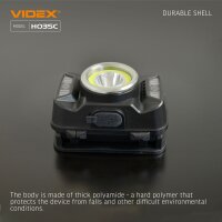 Wiederaufladbare LED-Stirnlampe VIDEX VLF-H035C 410Lm 5000K Kopflampe mit Bewegungssensor und Rotlicht Headlamp